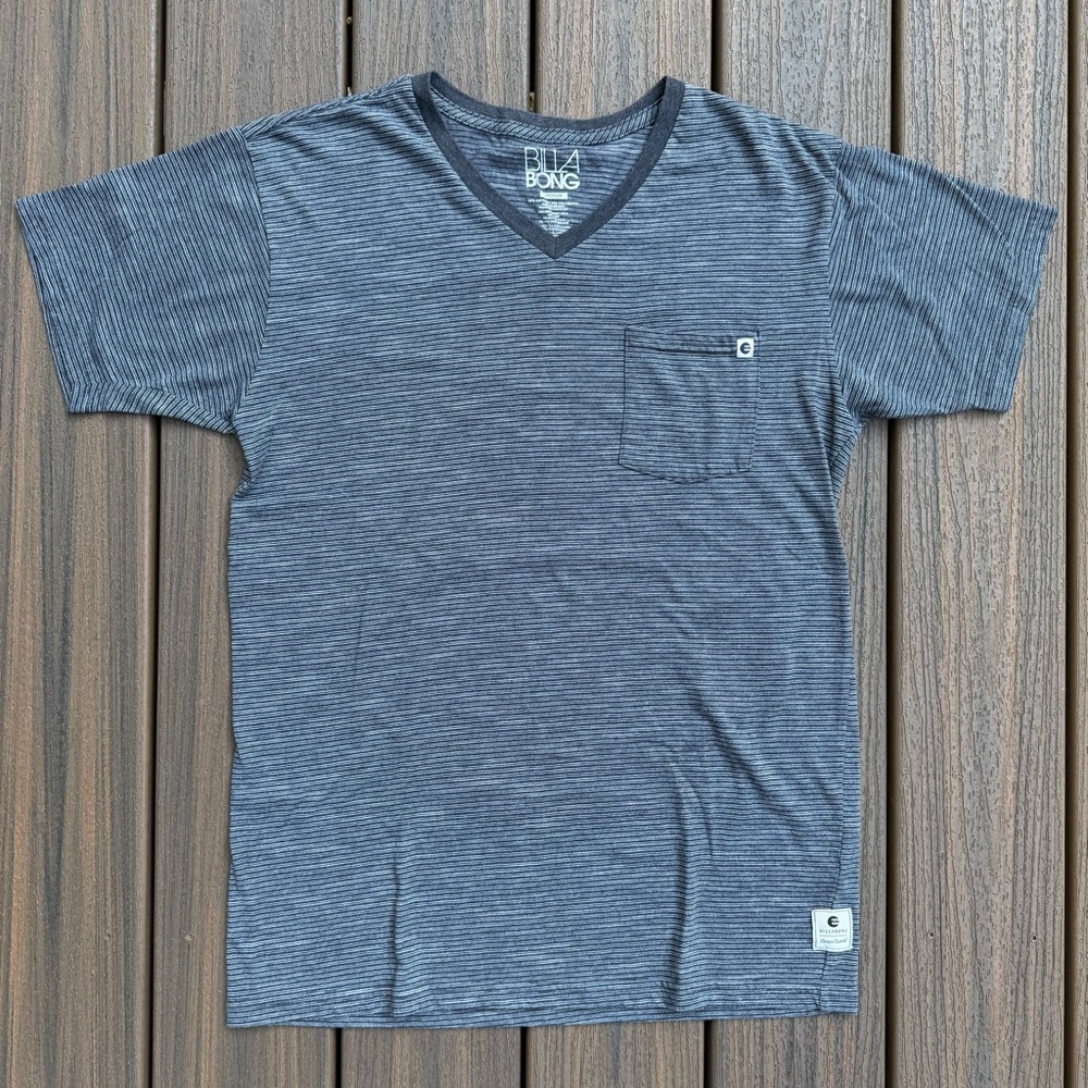 Billabong Charcoal Striped V-Neck Tee